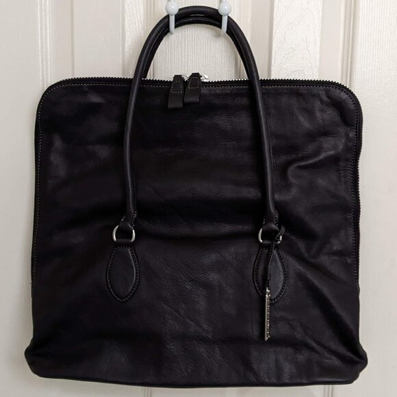 Genuine Leather Rabeanco Long Black Tote Bag Like New - Picture 7 of 10